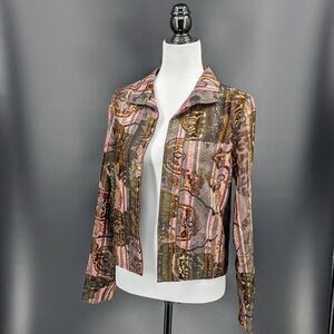 Acorn Blazer Women's XS Brown Open Front and Pink Fall Thanksgiving Natural